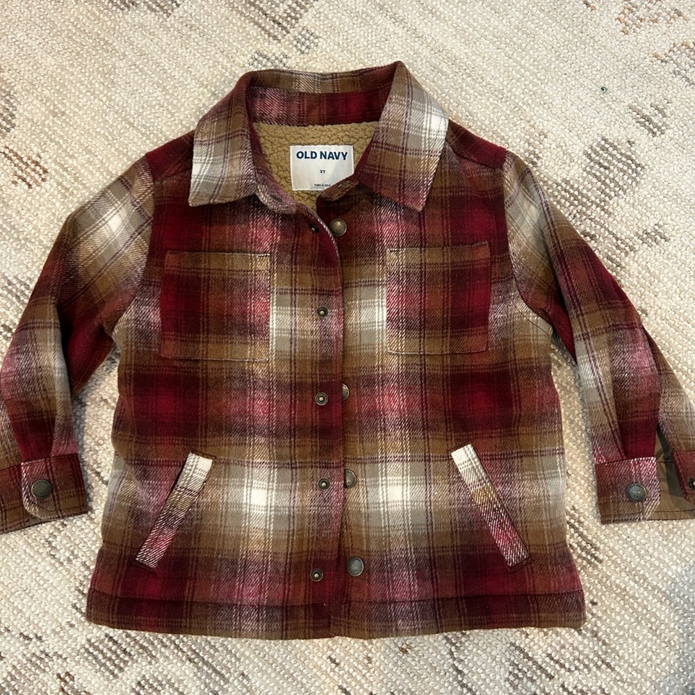 Old Navy Burgundy Plaid Button-Front Shacket